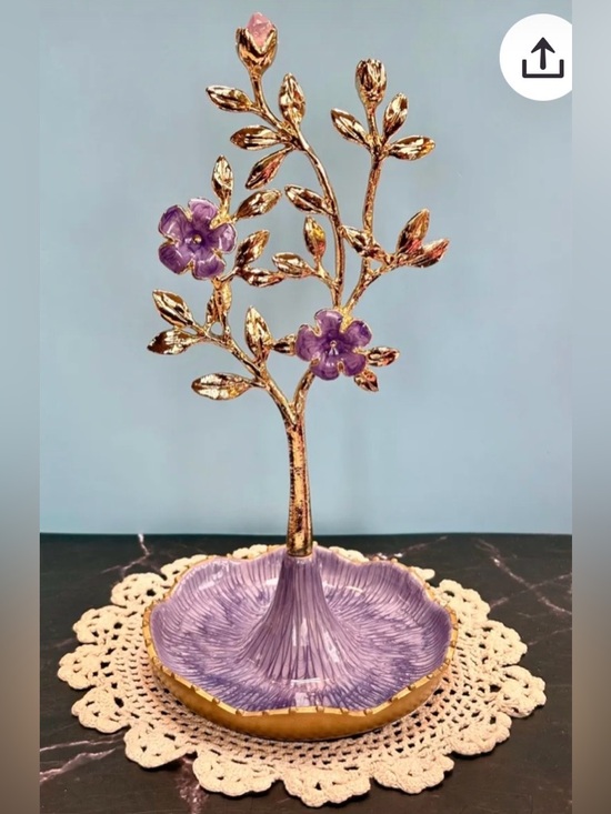 Cynthia Rowley Other - Cynthia Rowley New York Gold Tone Metal Purple Flower Jewelry Tree